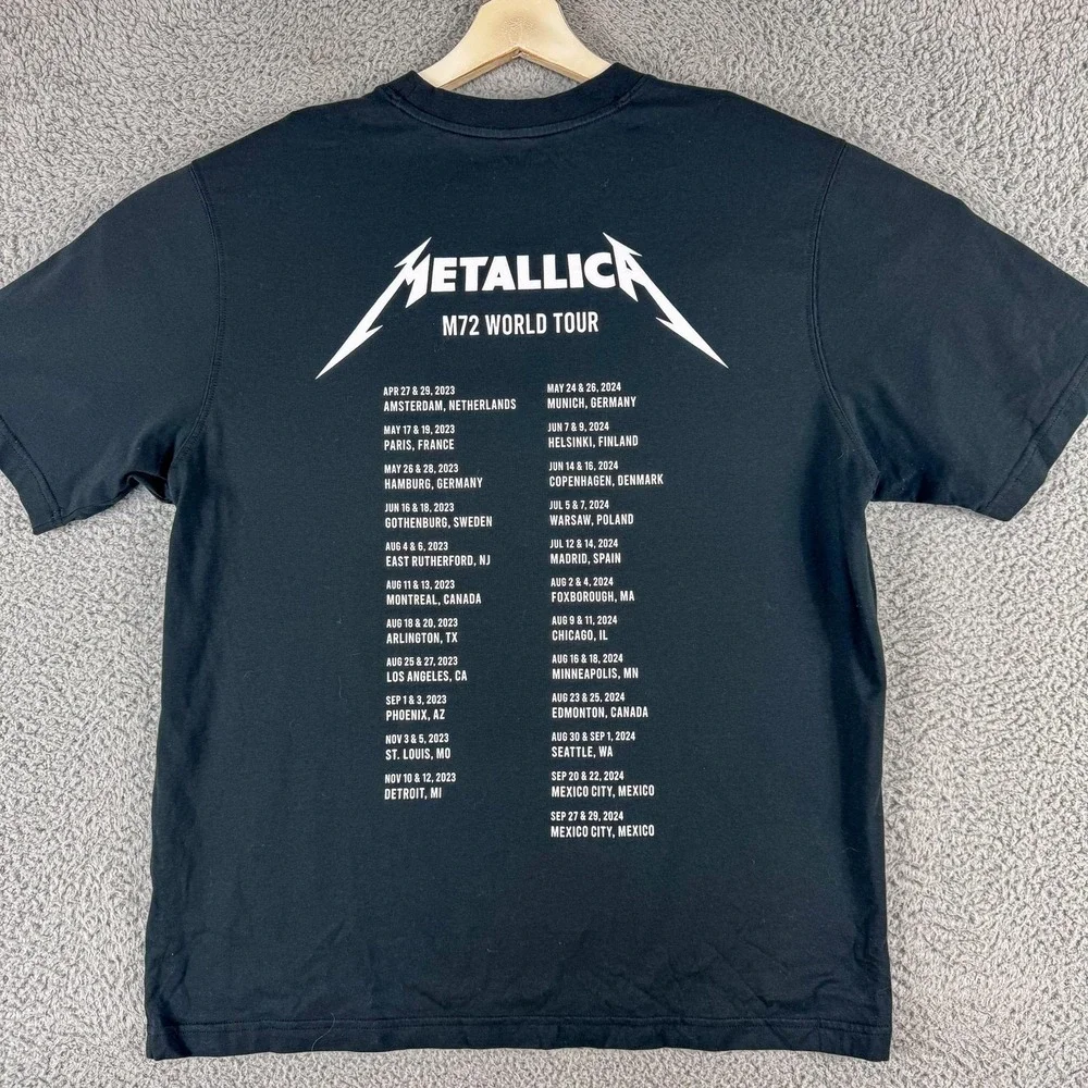 Metallica M72 World Tour Shirt Mens Large Black Skull Graphic Band Wolverine‎